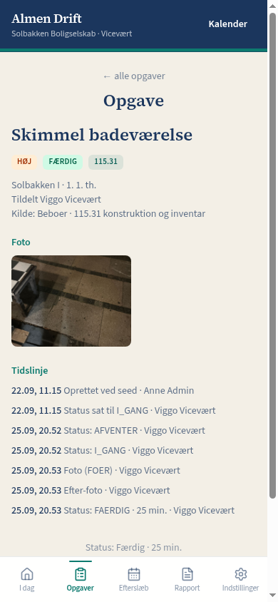En lukket opgave i appen med efter-foto