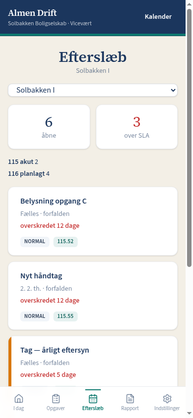 Efterslæb i appen: opgaver, der ikke er lukket